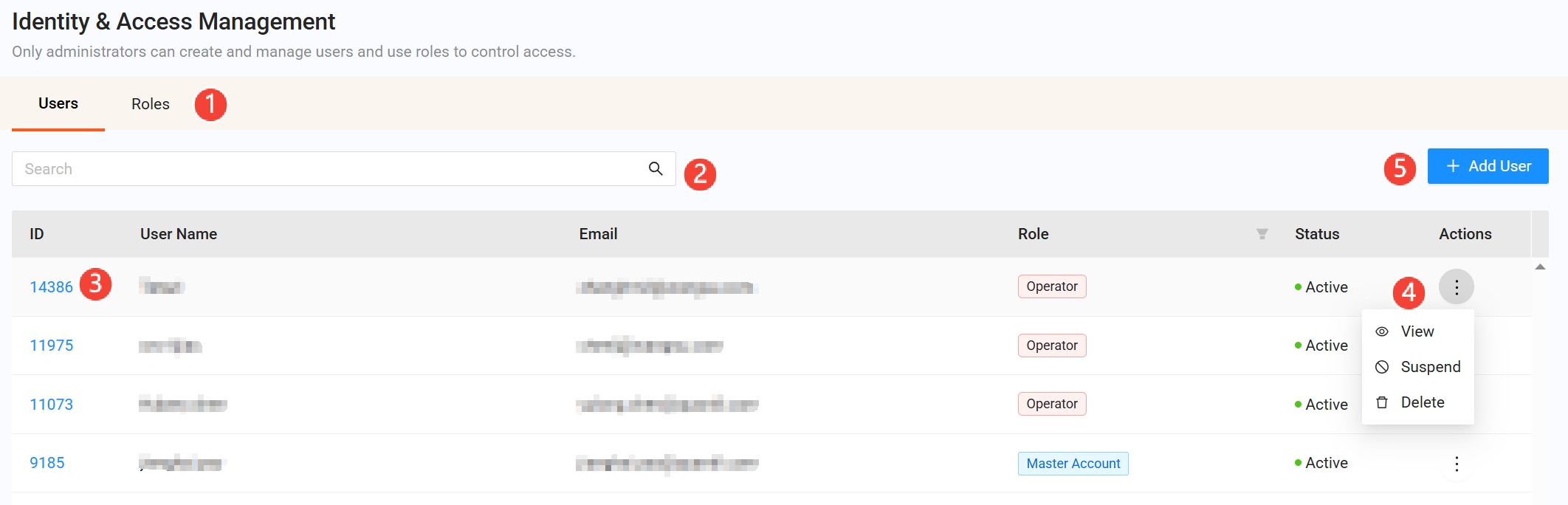 select identity management page