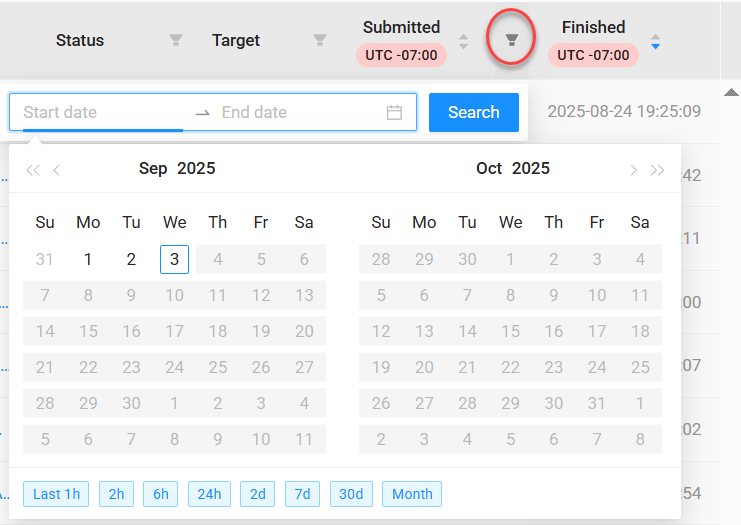 Filter by date